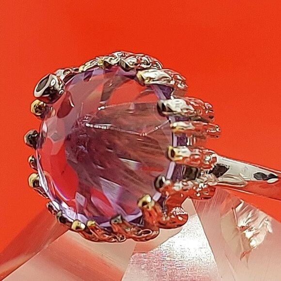 Amythest & Black Spinel 925 Silver Ring Protection From Emotional Vampires - Picture 3 of 6